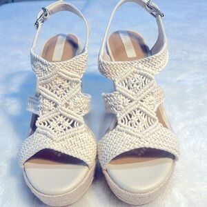 Copper Key Cream Dreamcatcher Macramé Espadrille Platform Wedges Sz 10 NWT